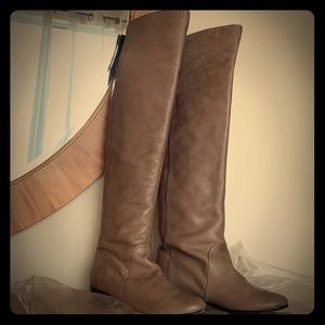 DOLCE VITA Taupe Leather Over the Knee Boots